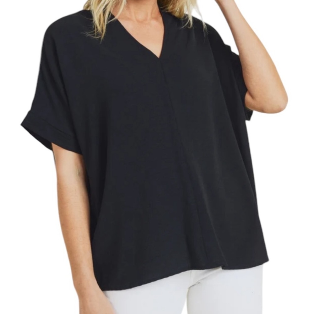 Jodifl Black V-Neck Shift Top S